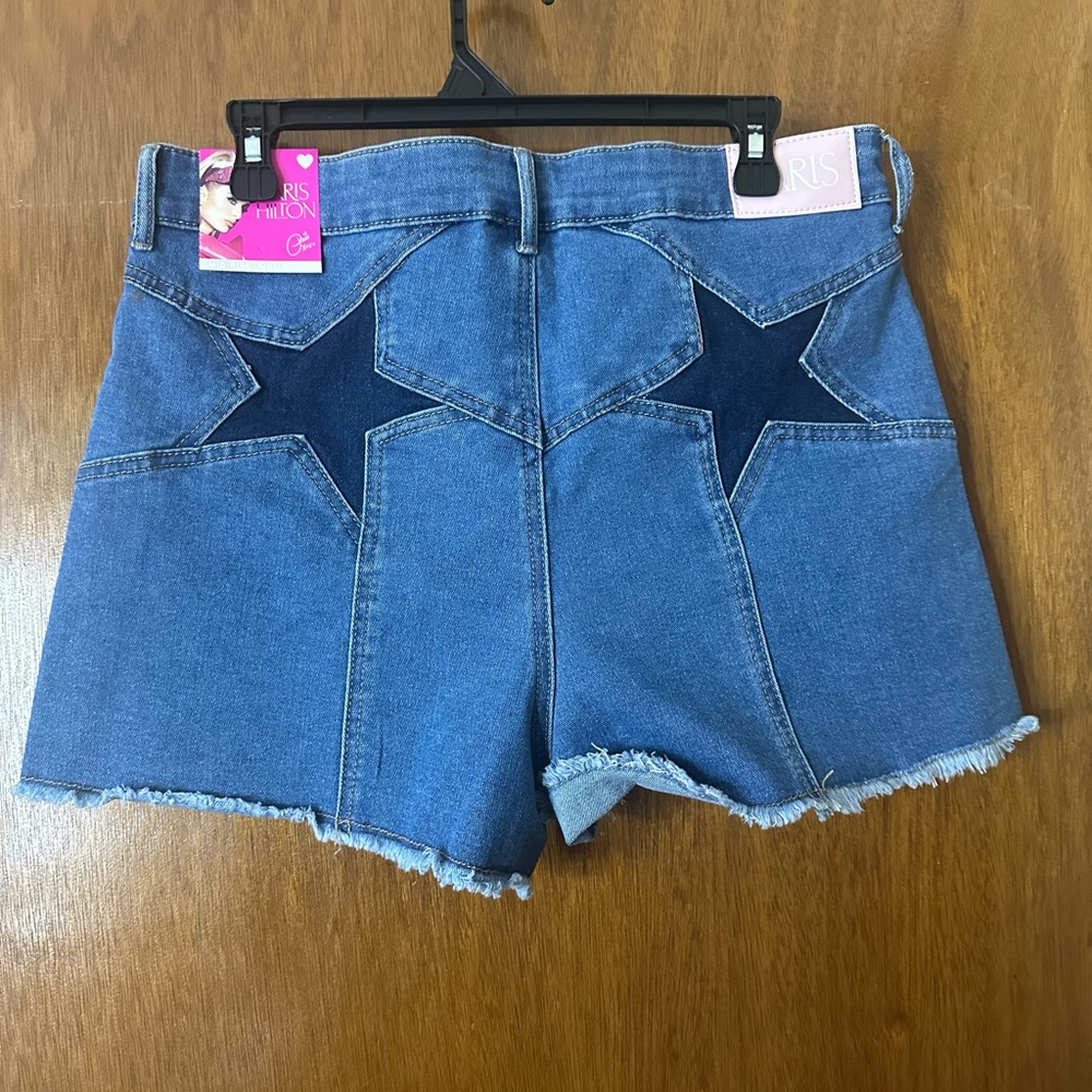 Denim Star Patch Women Shorts Paris Hilton